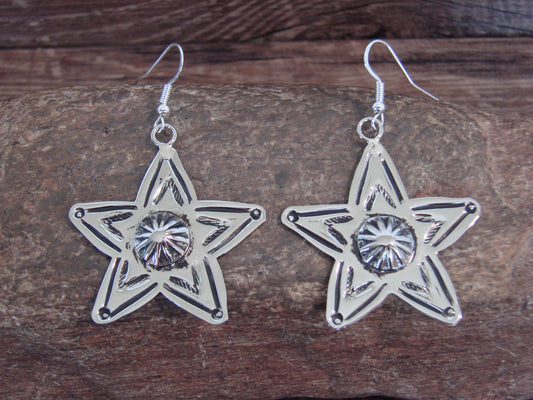 Native American Nickel Silver Star Dangle Earrings by Cleveland