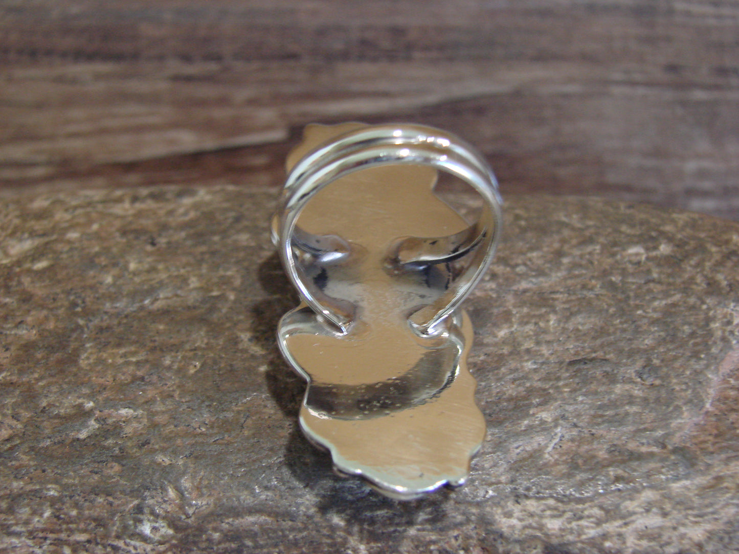 Native American Nickel Silver & Turquoise Ring by Cleveland - Size 9