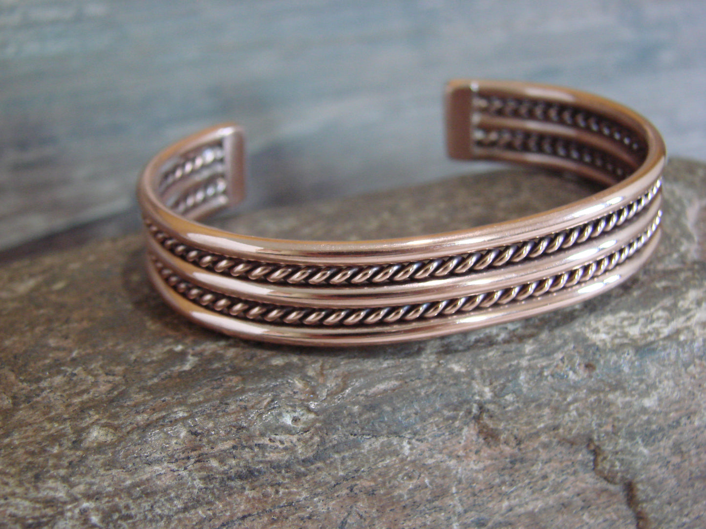 Native American Navajo 3/8" Twisted Copper Bracelet by Elaine Tahe