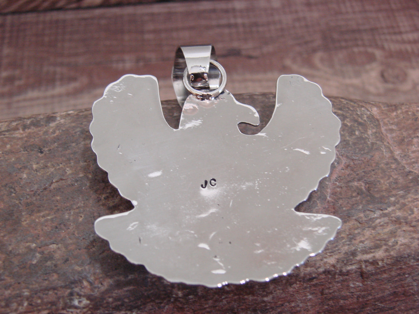 Native American Nickel Silver & Turquoise Eagle Pendant - Cleveland