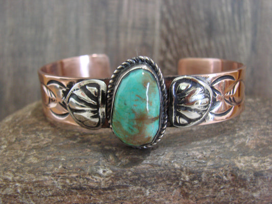 Native American Copper & Turquoise Bracelet by Cleveland