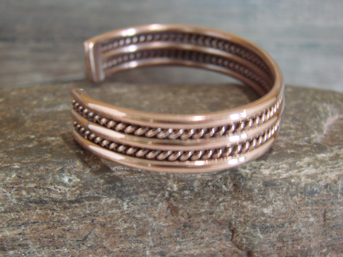 Native American Navajo 3/8" Twisted Copper Bracelet by Elaine Tahe