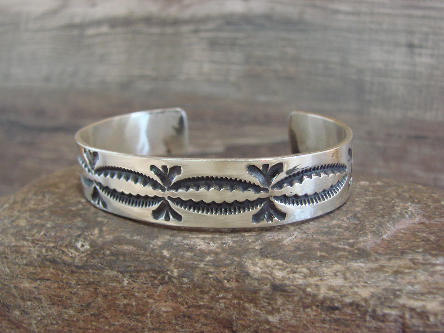 Native American Sterling Silver Bracelet by J. Tahe