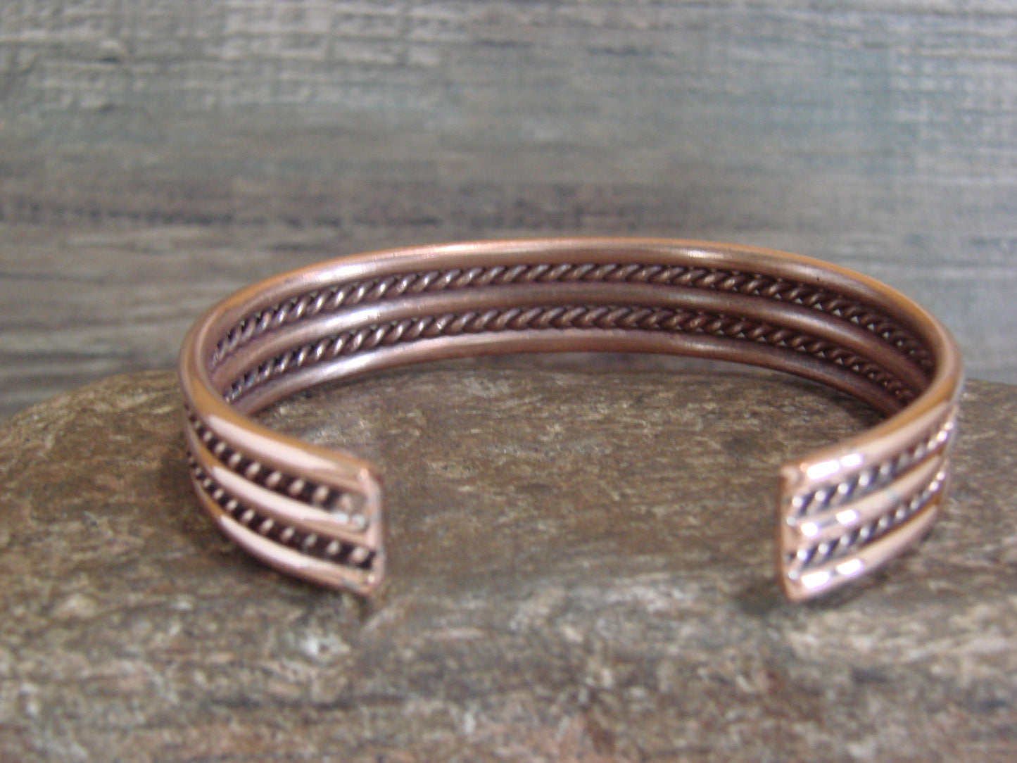 Native American Navajo 3/8" Twisted Copper Bracelet by Elaine Tahe