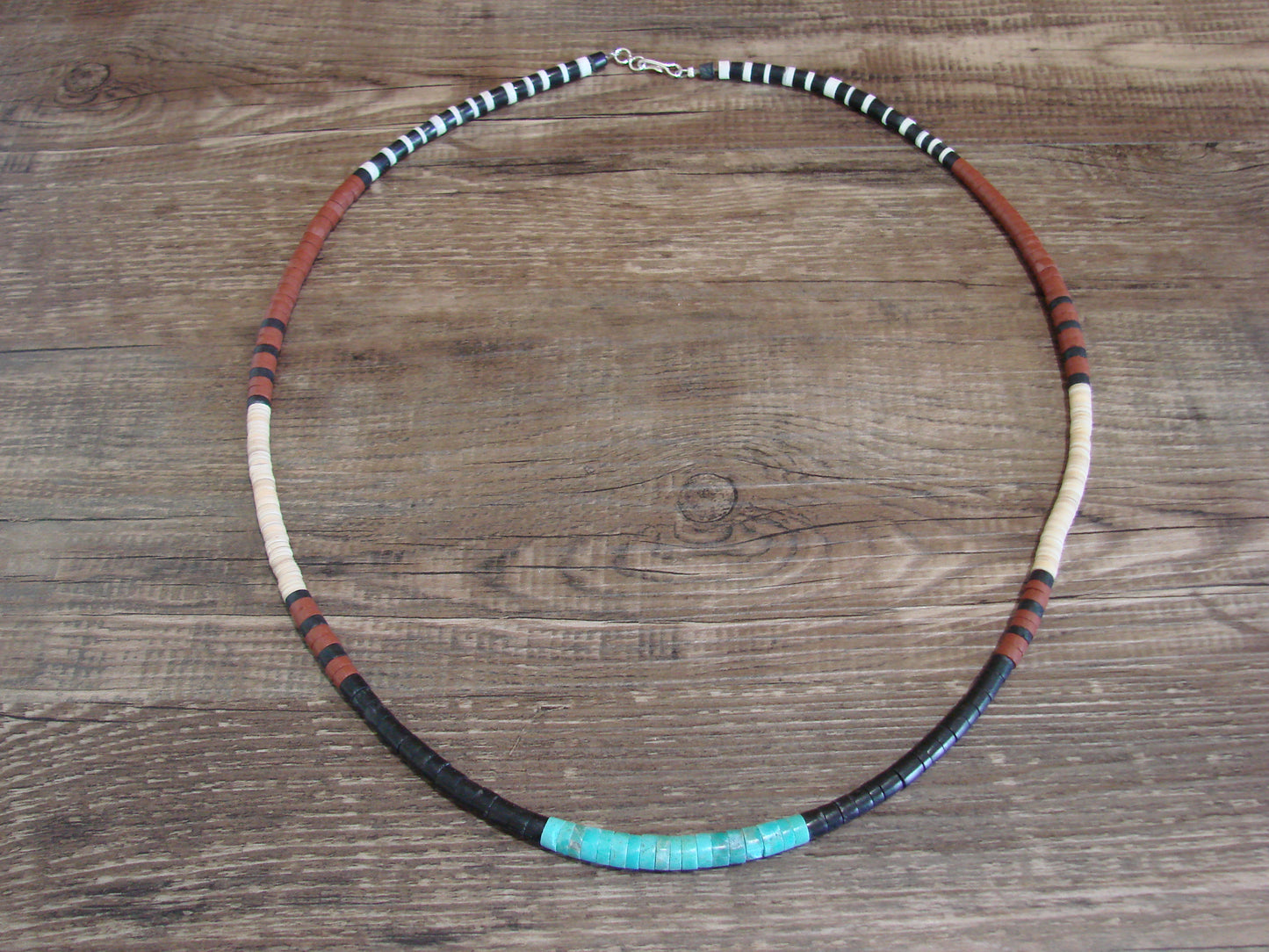 Native American 25" Santo Domingo Turquoise Heishi Necklace - Crespin