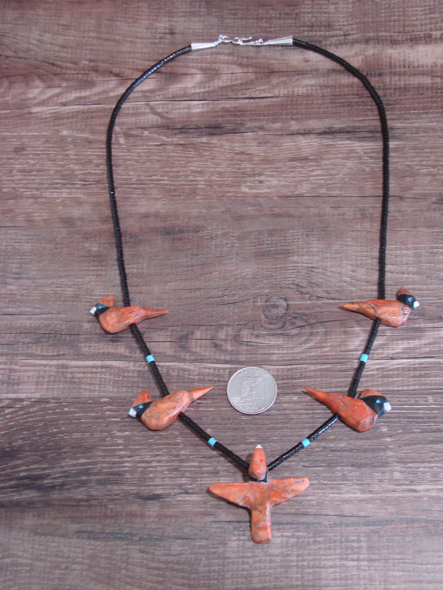 Hand Carved Apple Coral Cardinal Fetish Necklace - Matt Mitchell
