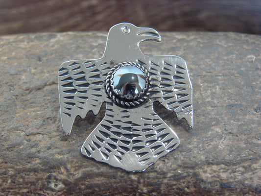 Native American Nickel Silver & Hematite Thunderbird Pendant - Cleveland
