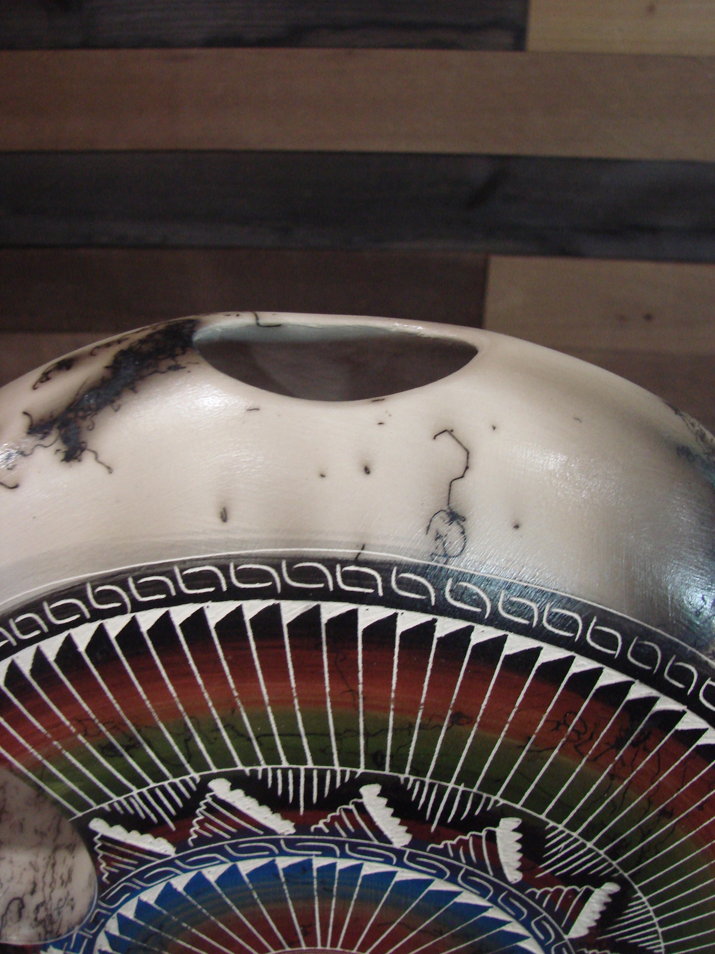 Native American Navajo Hand Etched Horse Hair Pottery - Benally