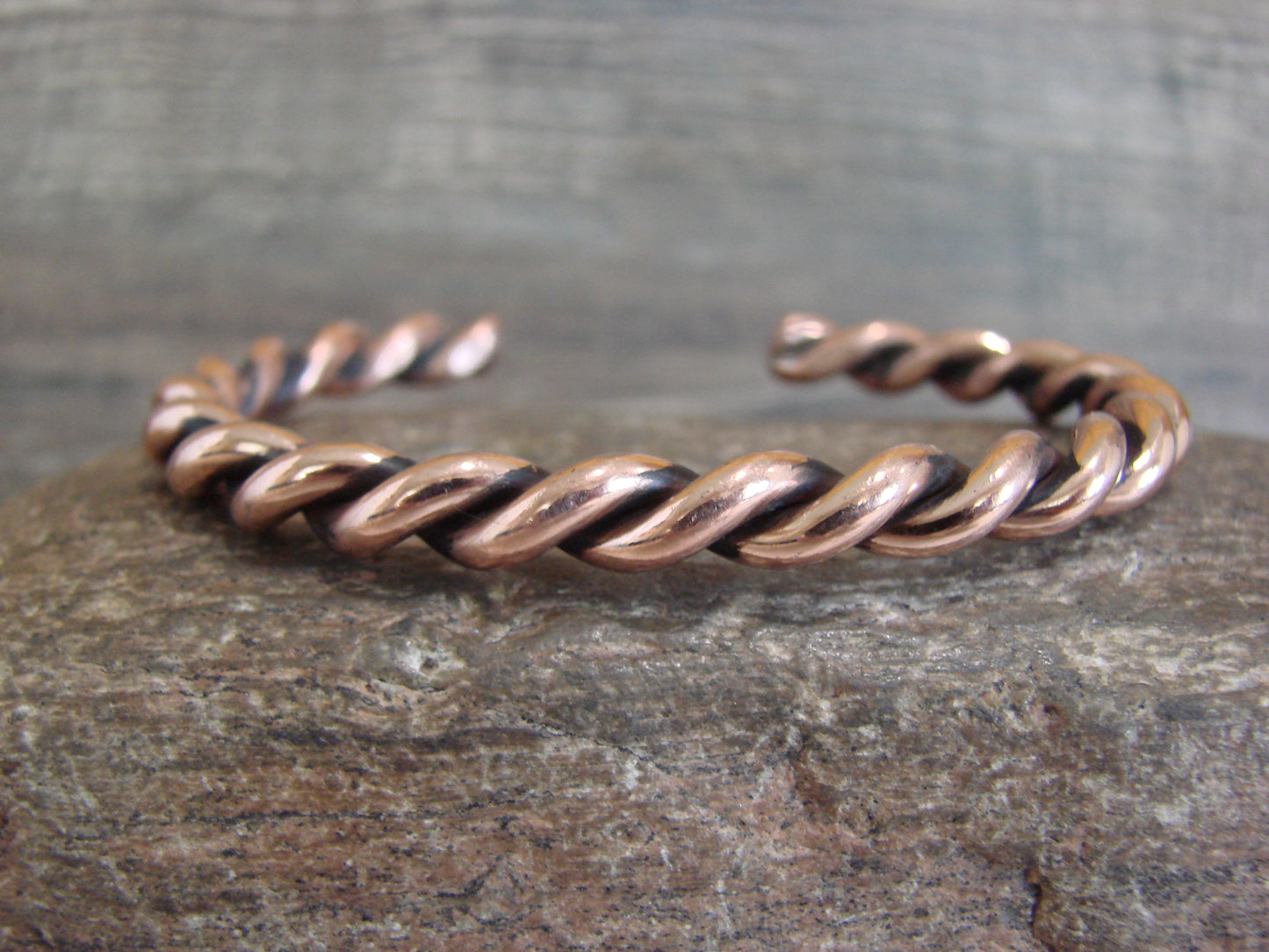 Native American Navajo 1/4" Twisted Copper Bracelet by Elaine Tahe