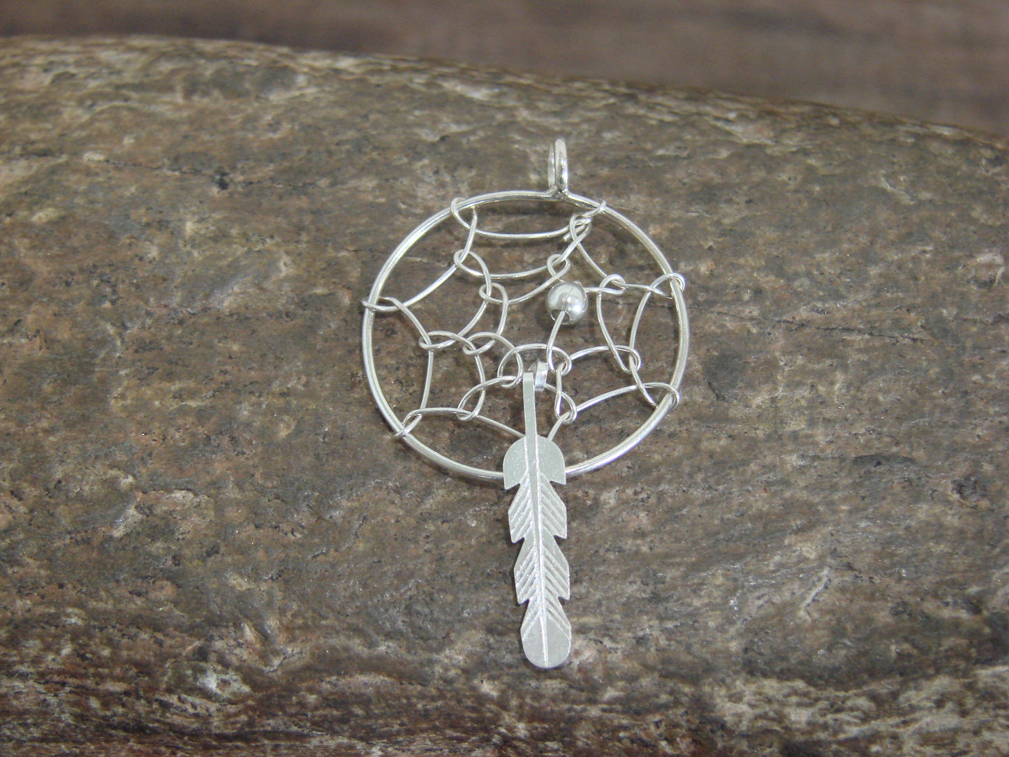 Native American Sterling Silver Dream Catcher Pendant by Arviso