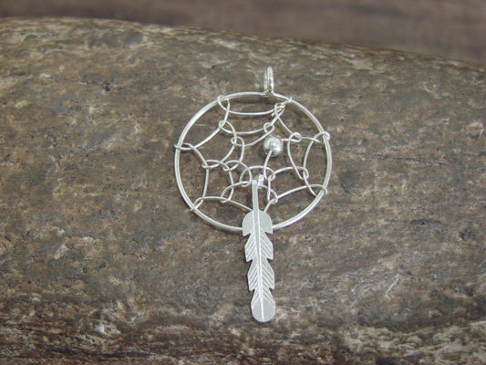 Native American Sterling Silver Dream Catcher Pendant by Arviso