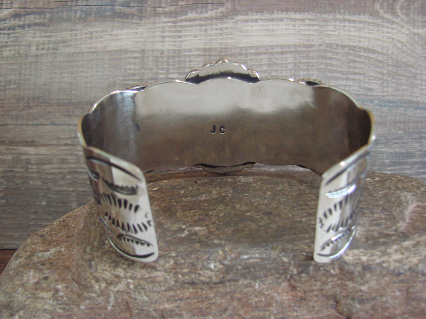 Native American Indian Nickel Silver & Turquoise Bracelet by Cleveland