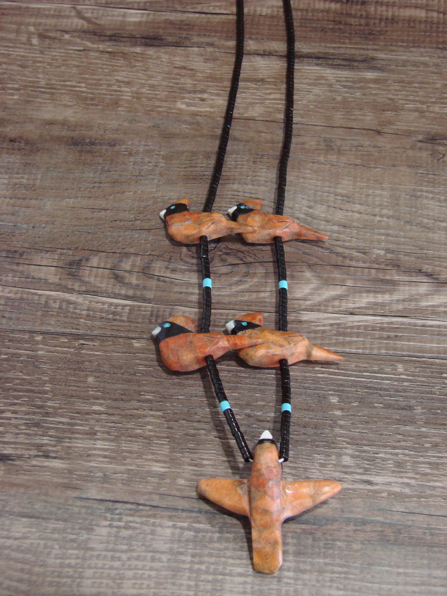 Hand Carved Apple Coral Cardinal Fetish Necklace - Matt Mitchell