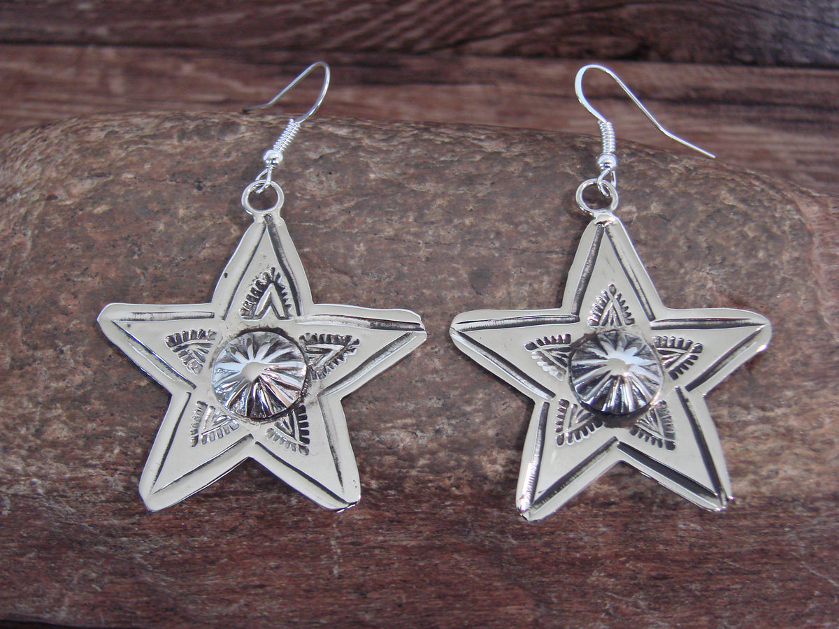 Native American Nickel Silver Star Dangle Earrings by Cleveland