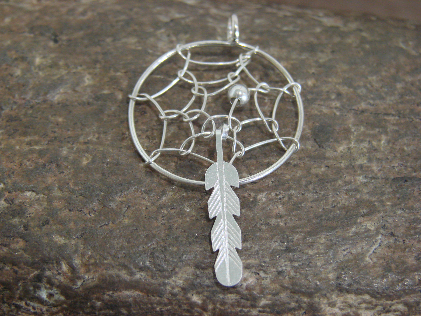 Native American Sterling Silver Dream Catcher Pendant by Arviso
