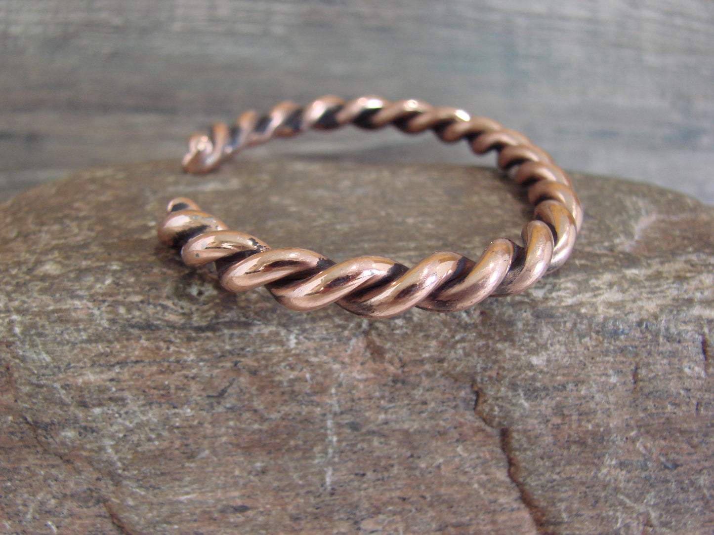 Native American Navajo 1/4" Twisted Copper Bracelet by Elaine Tahe