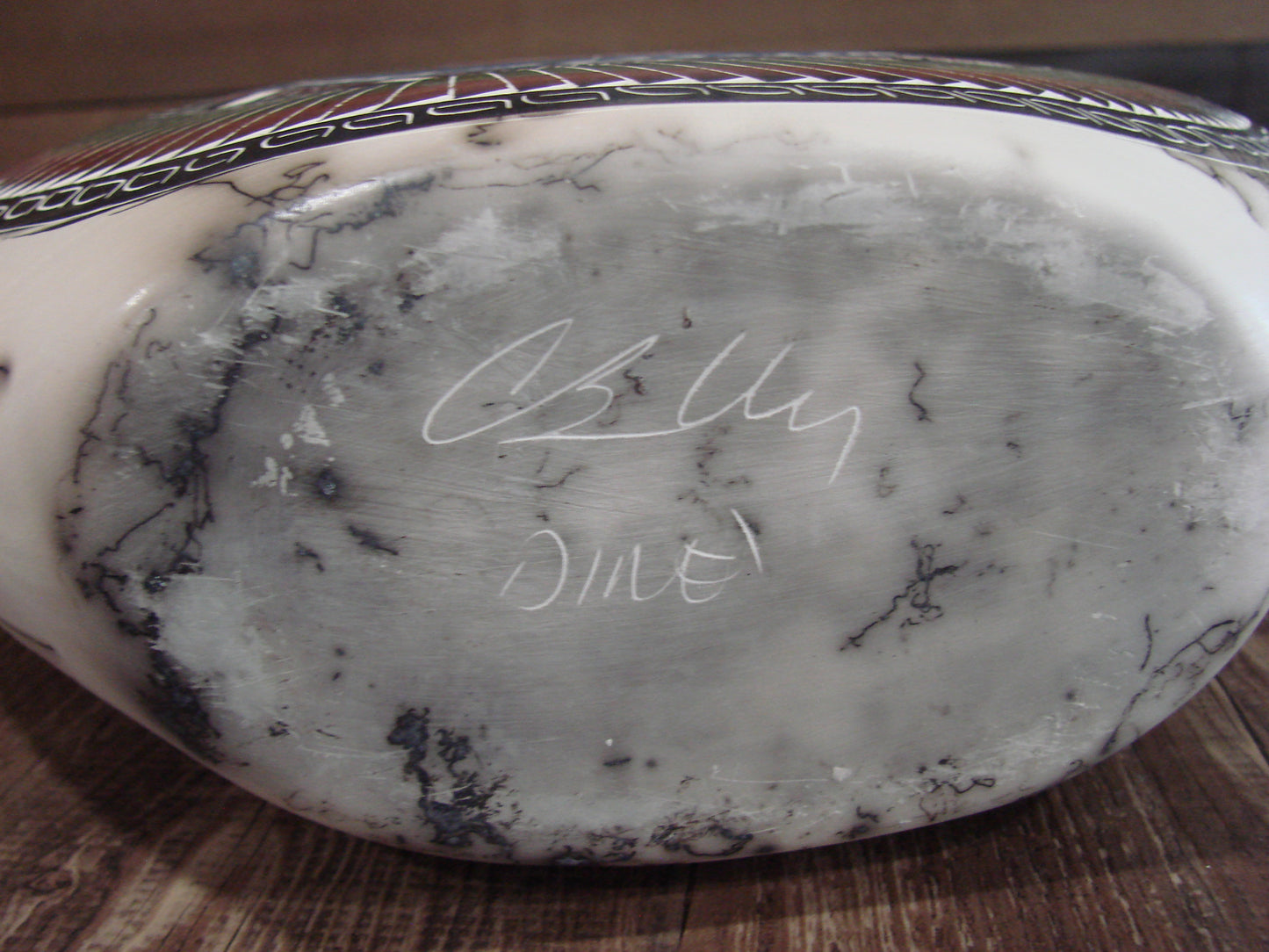 Native American Navajo Hand Etched Horse Hair Pottery - Benally