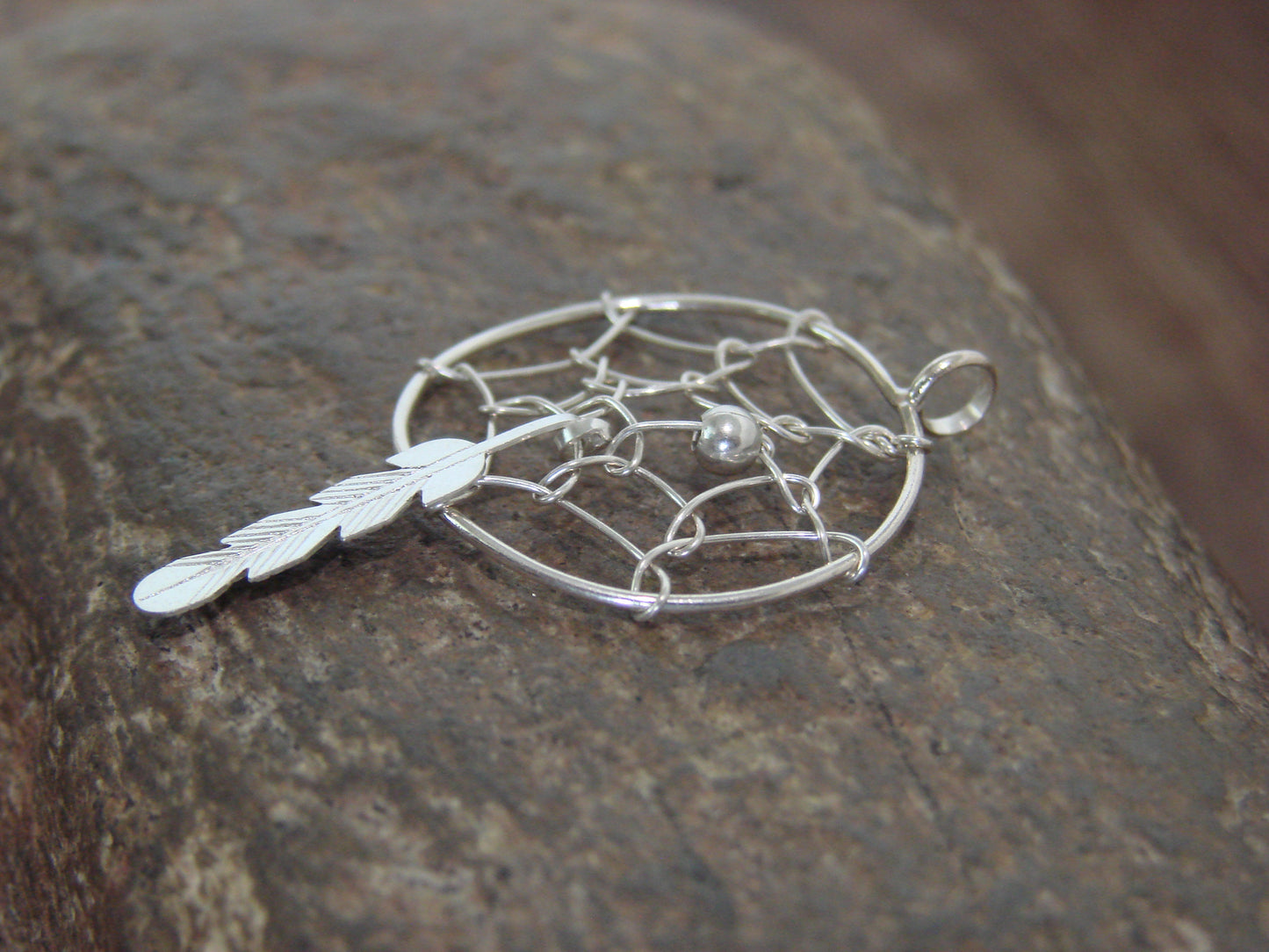 Native American Sterling Silver Dream Catcher Pendant by Arviso