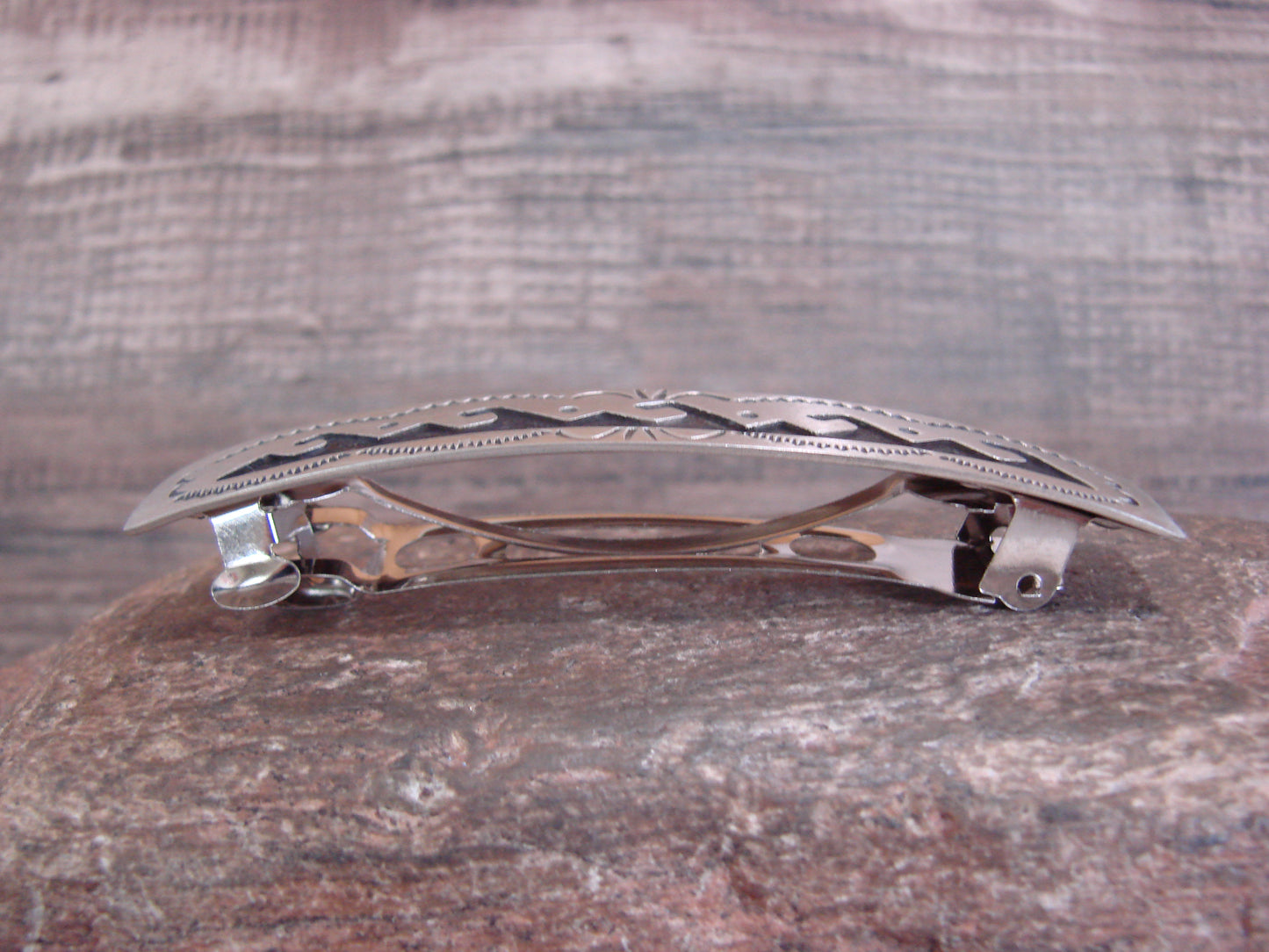 Native American Sterling Silver Hand Stamped Hair Barrette by Begay