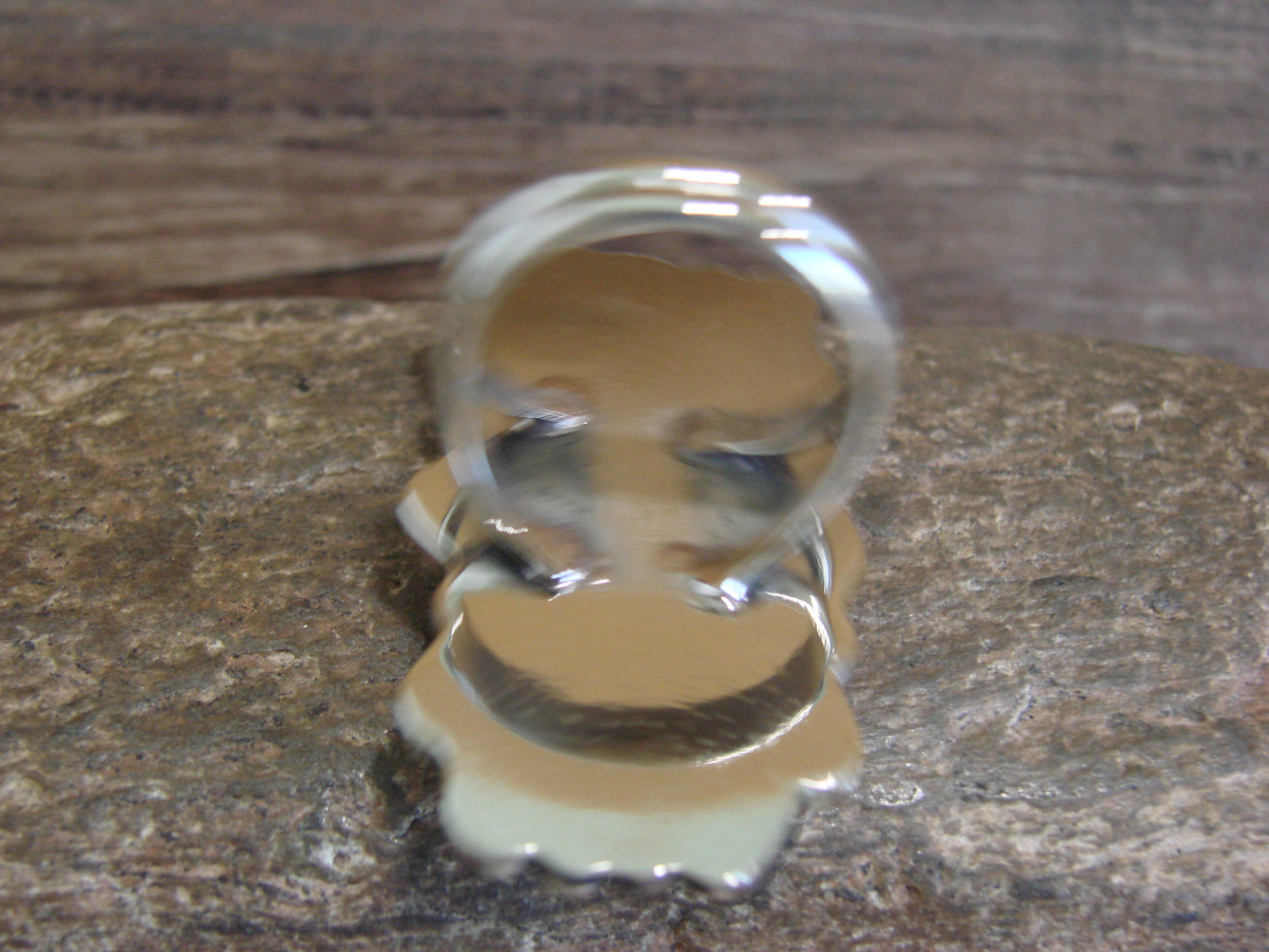 Native American Nickel Silver & Turquoise Ring by Cleveland - Size 12