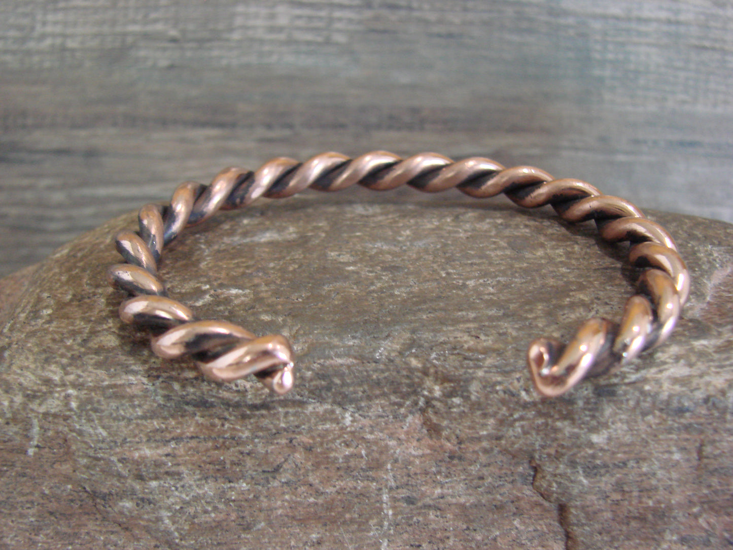 Native American Navajo 1/4" Twisted Copper Bracelet by Elaine Tahe