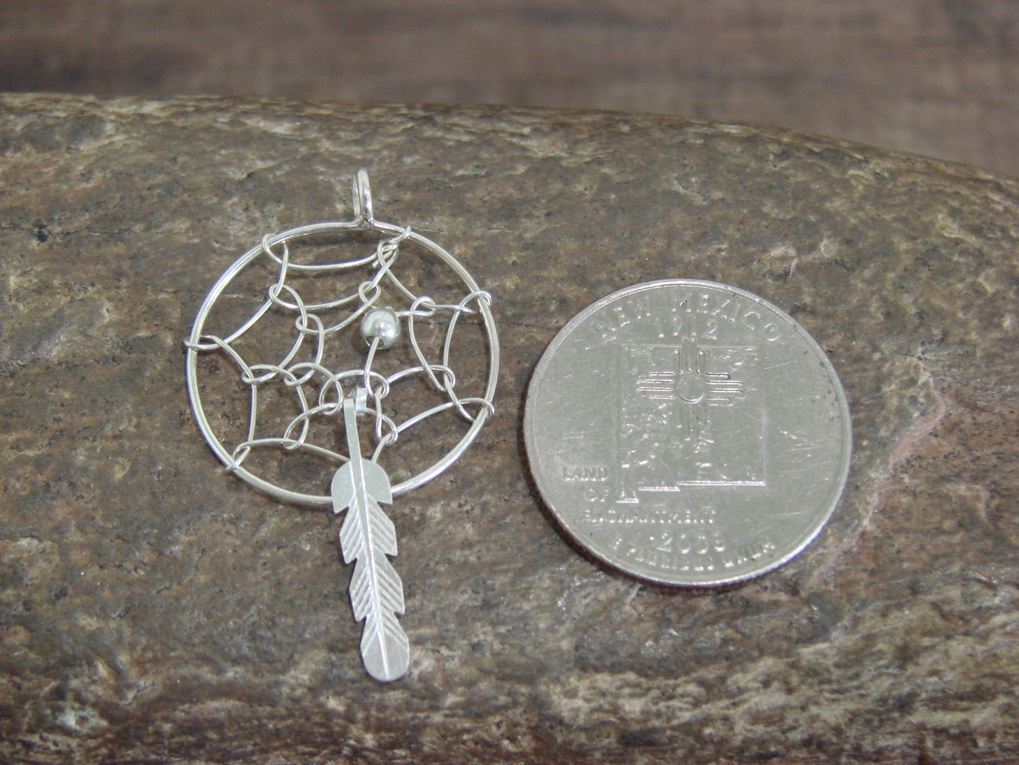 Native American Sterling Silver Dream Catcher Pendant by Arviso
