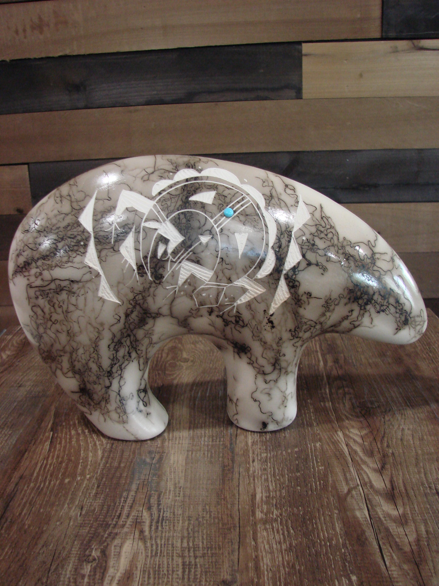 Native American Pottery Horse Hair Bear Sculpture by Vail