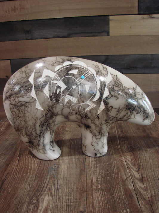Native American Pottery Horse Hair Bear Sculpture by Vail
