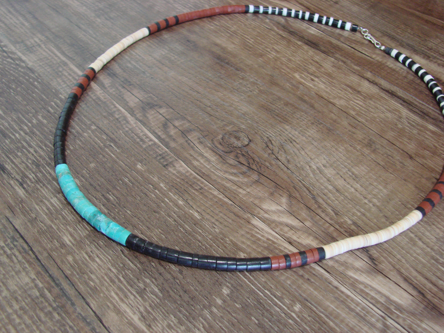Native American 25" Santo Domingo Turquoise Heishi Necklace - Crespin