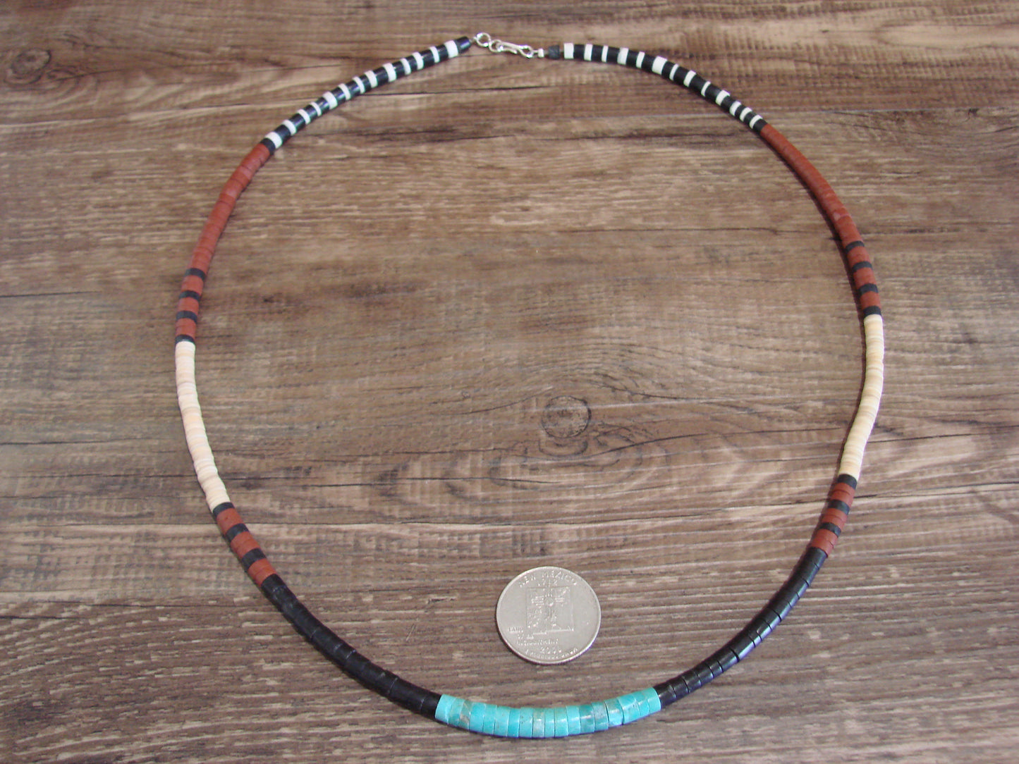 Native American 25" Santo Domingo Turquoise Heishi Necklace - Crespin