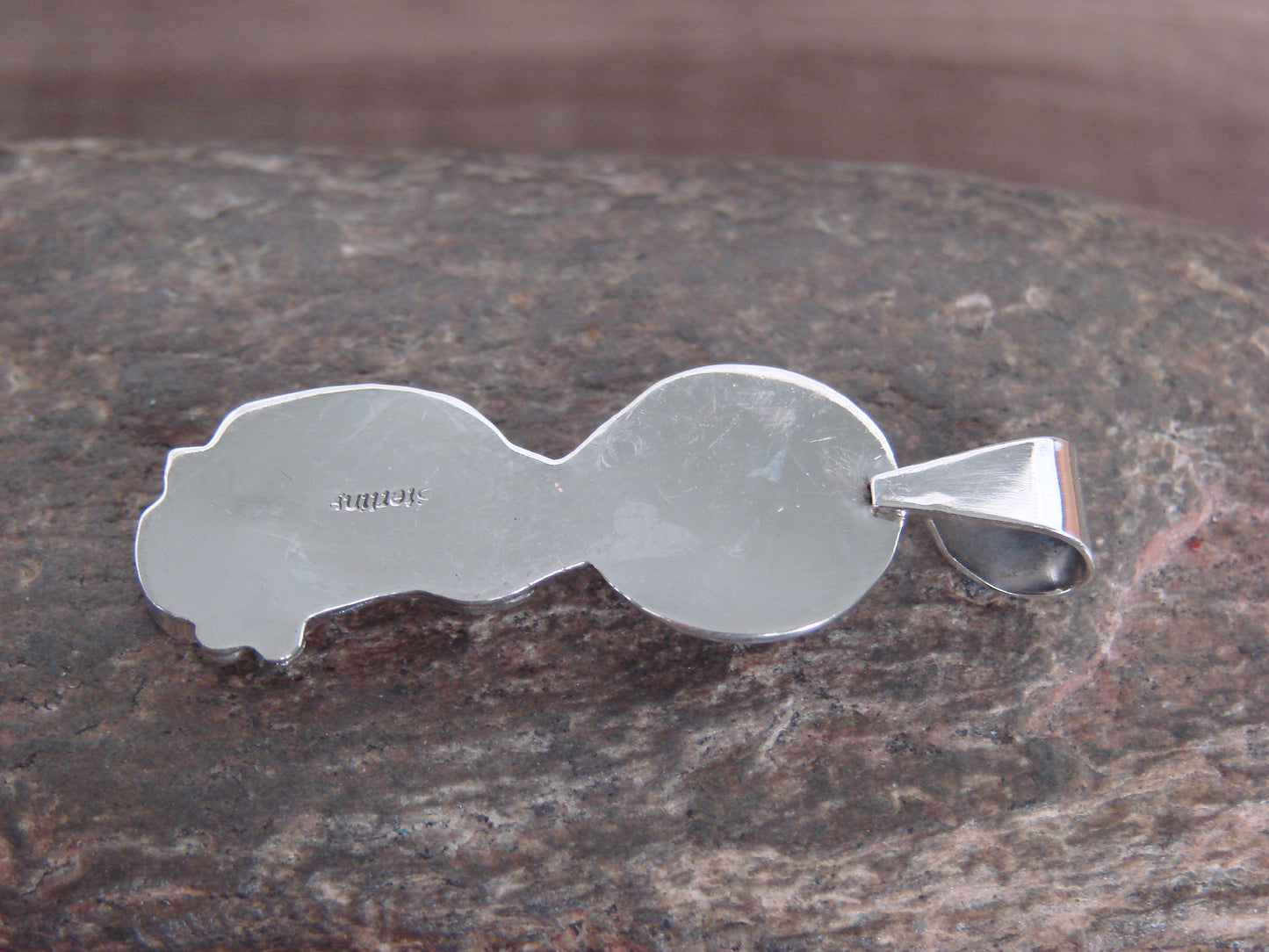 Native American Sterling Silver Brown Turquoise Wolf Pendant by Yellowhair