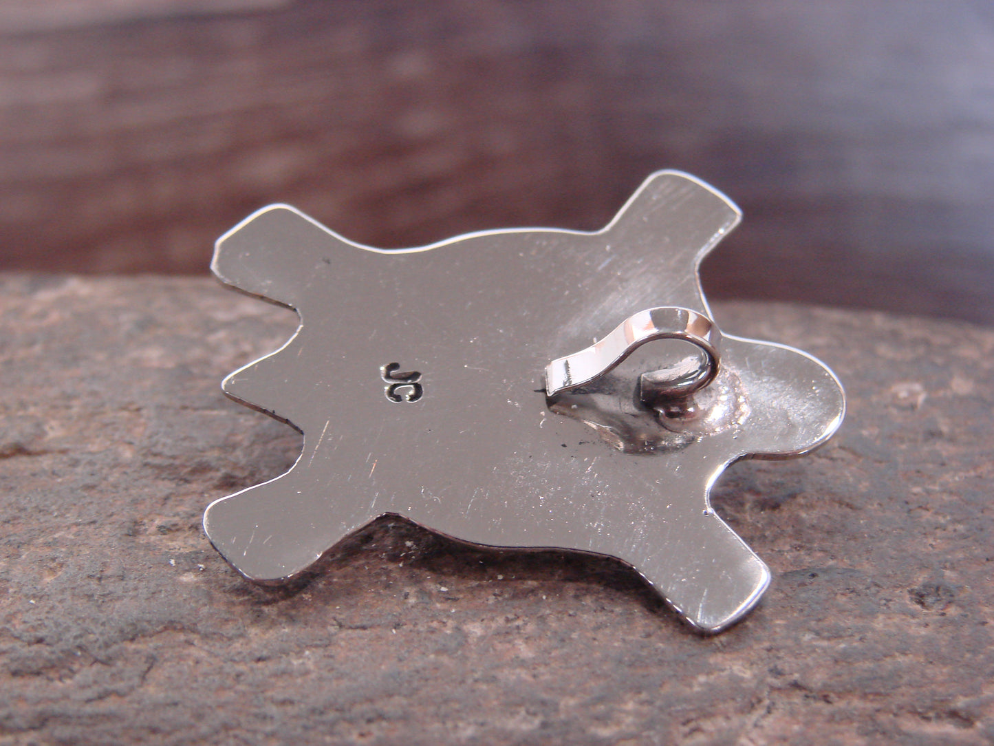 Native American Nickel Silver & Tiger Eye Turtle Pendant - Cleveland