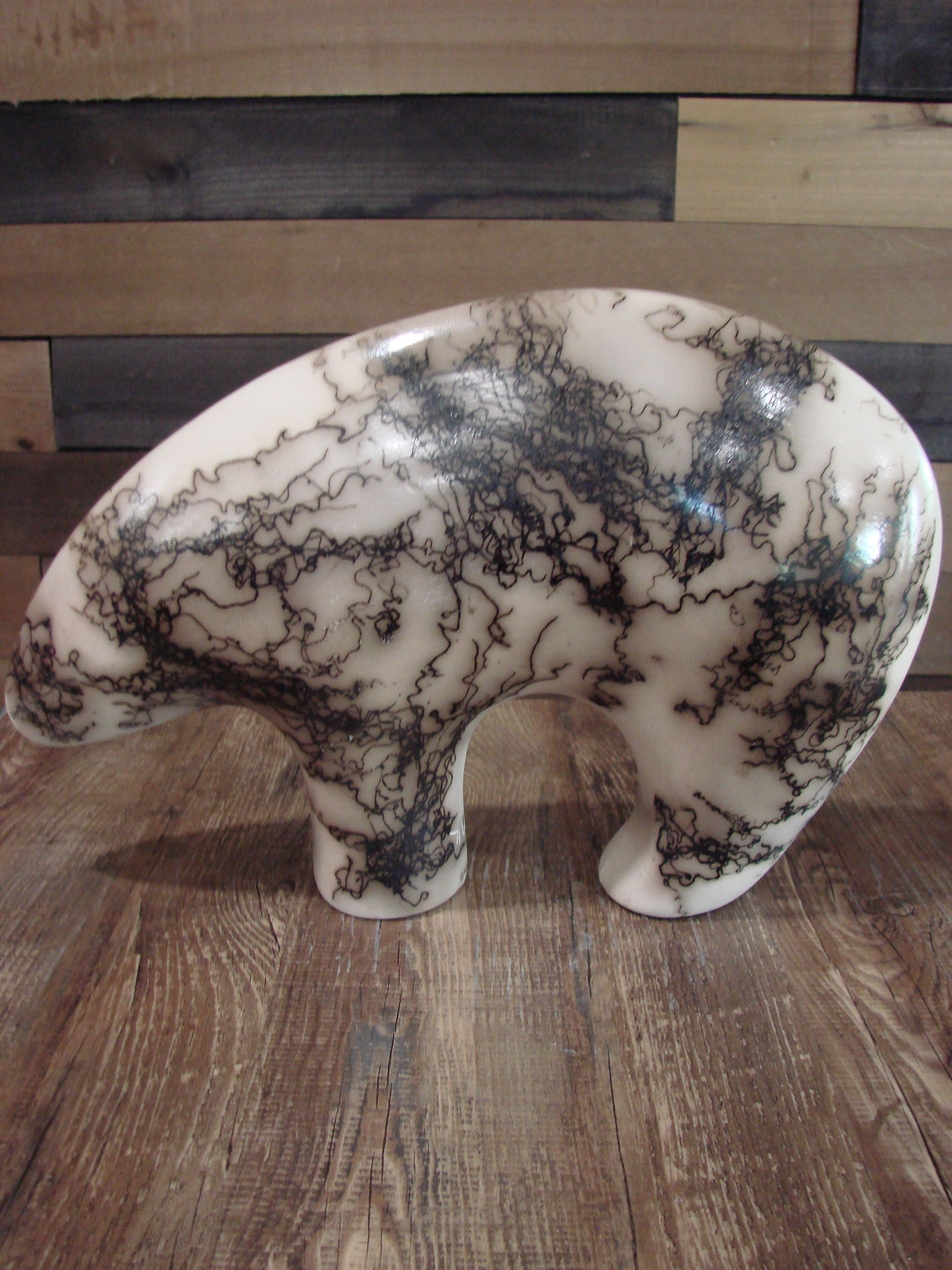 Native American Pottery Horse Hair Bear Sculpture by Vail