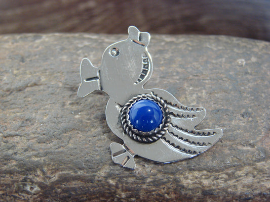 Native American Nickel Silver & Lapis Duck Pendant - Cleveland