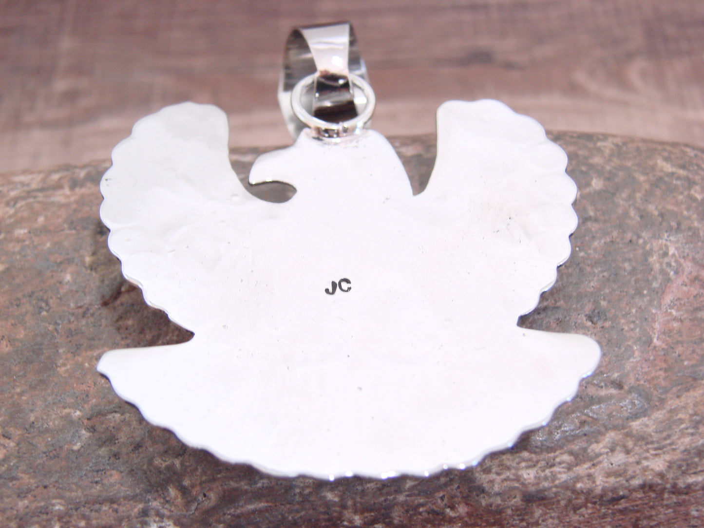 Native American Nickel Silver & Turquoise Eagle Pendant - Cleveland