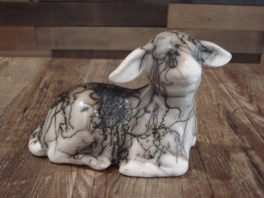 Native American Pottery Horse Hair Lamb Sculpture by Vail