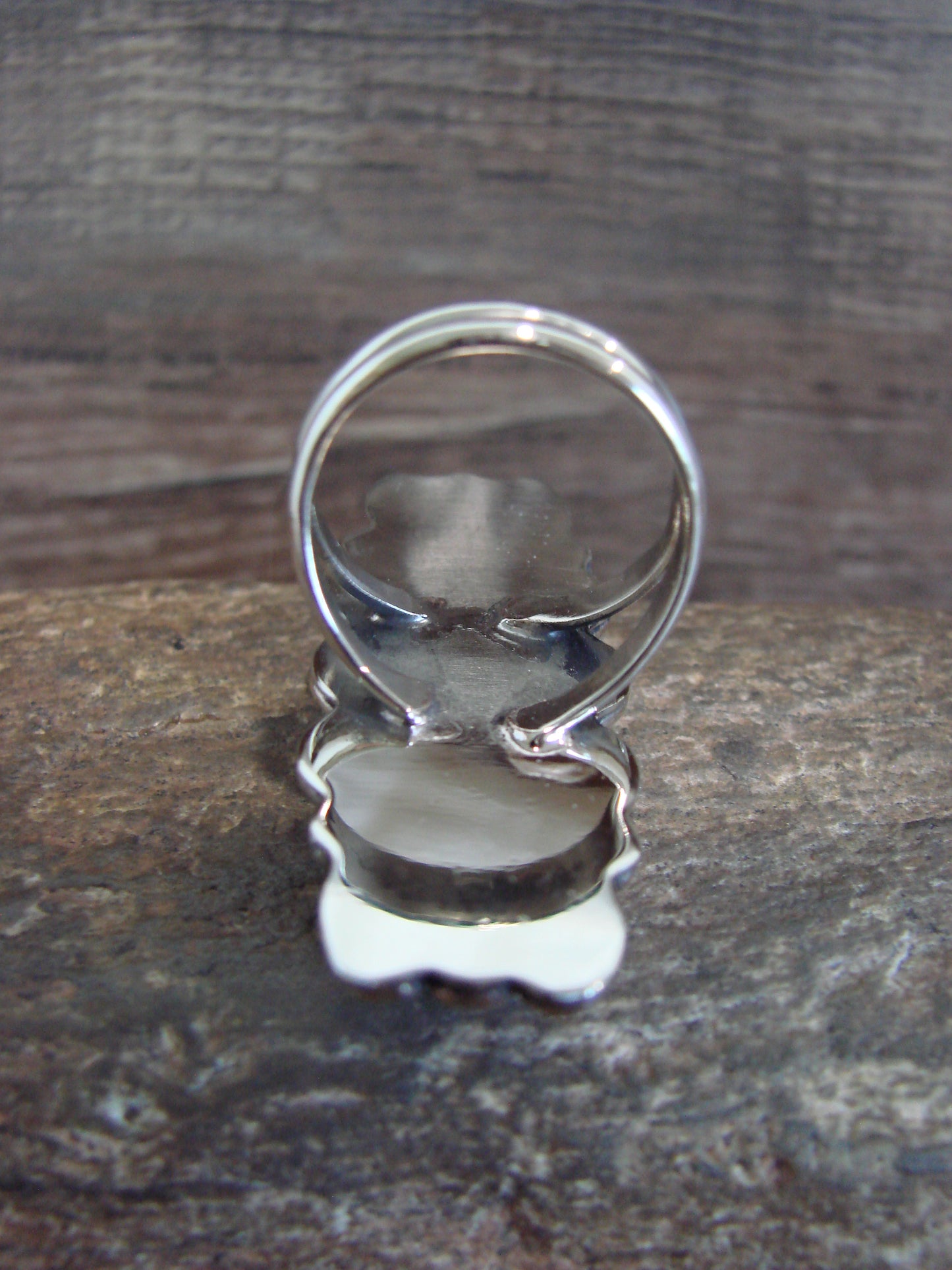 Native American Nickel Silver & Turquoise Ring Size 9.5 - Cleveland