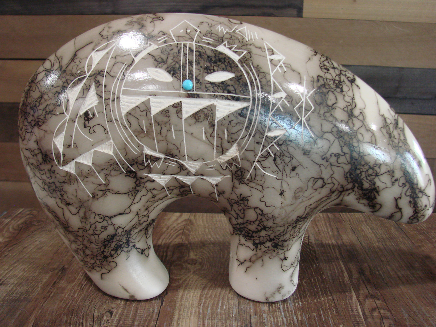 Native American Pottery Horse Hair Bear Sculpture by Vail