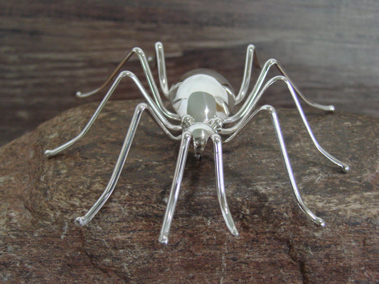 Large Native American Sterling Silver Spider Pin by Garfield