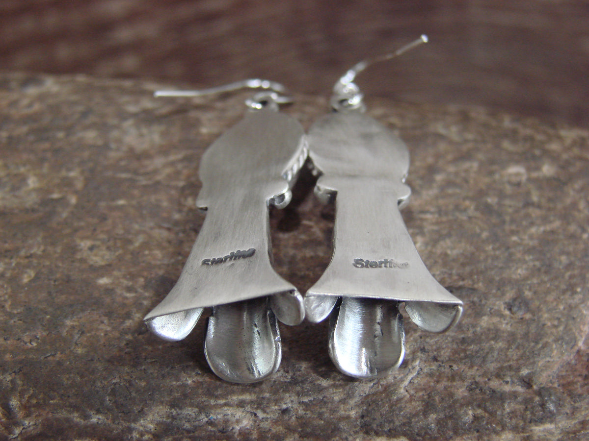 Native American Sterling Silver Shell Squash Blossom Dangle Earrings - McCarthy