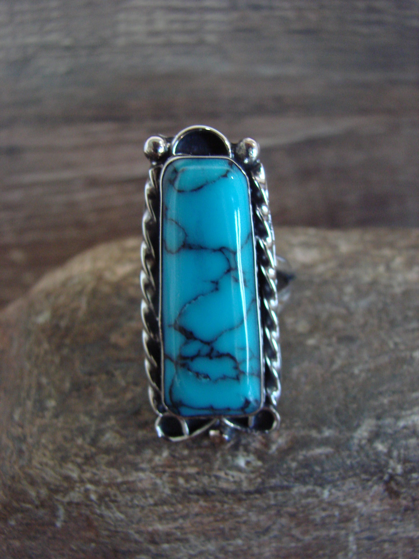 Native American Nickel Silver & Turquoise Ring Size 9.5 - Cleveland