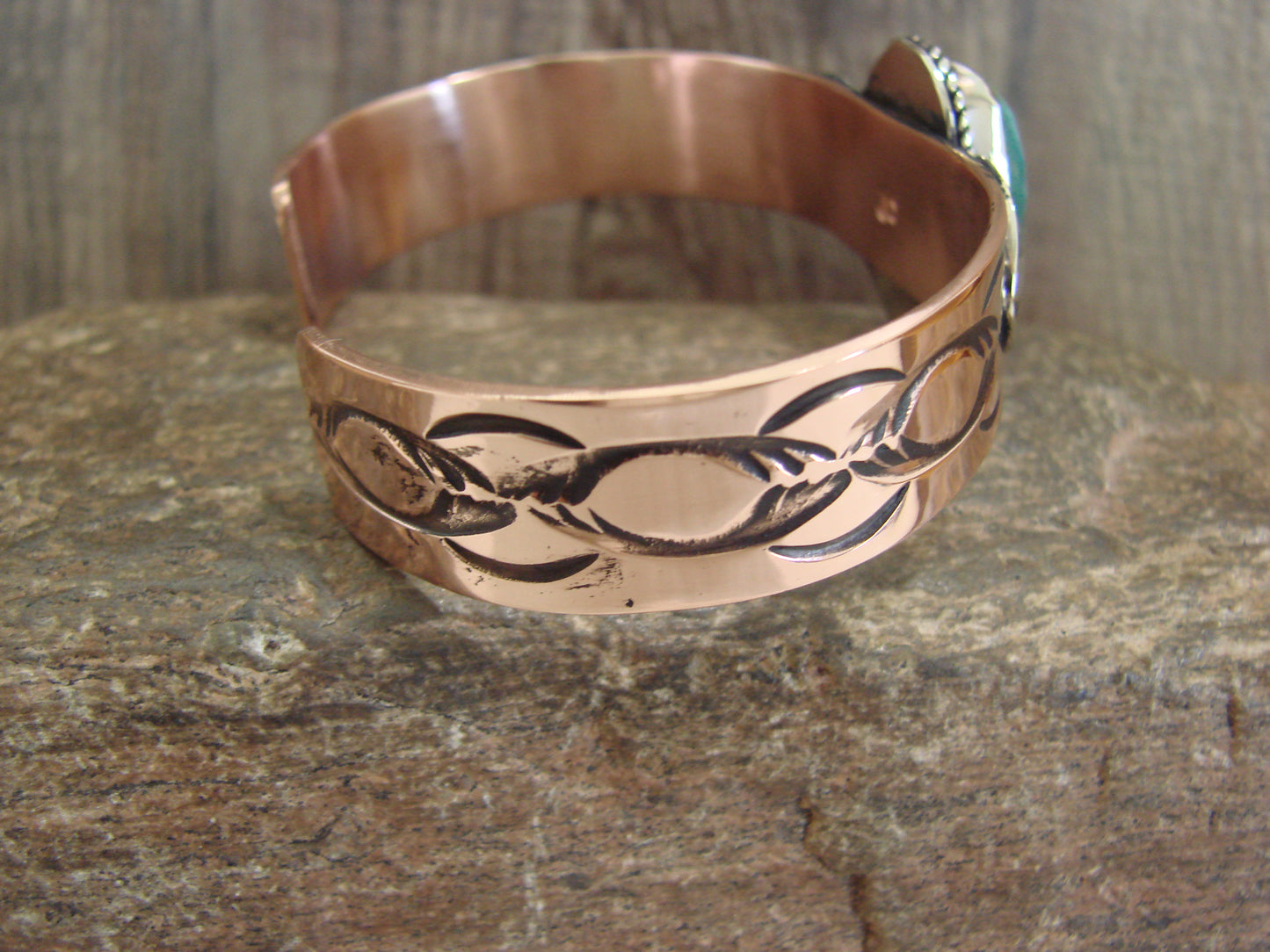 Native American Copper & Turquoise Bracelet by Cleveland