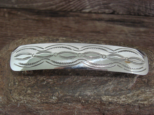 Native American Sterling Silver Hand Stamped Hair Barrette by Begay