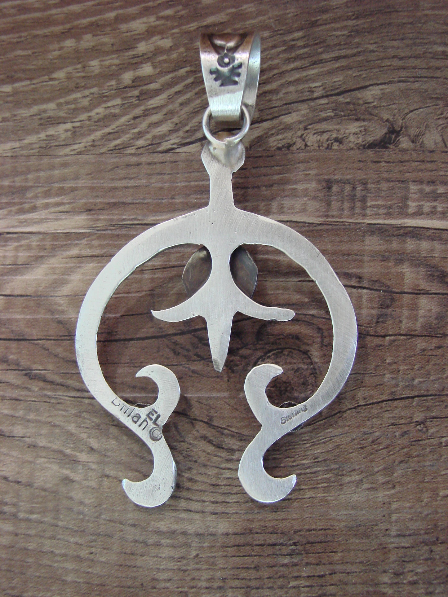 Native American Sterling Silver & Spiny Oyster Cast Naja Pendant Signed Billah