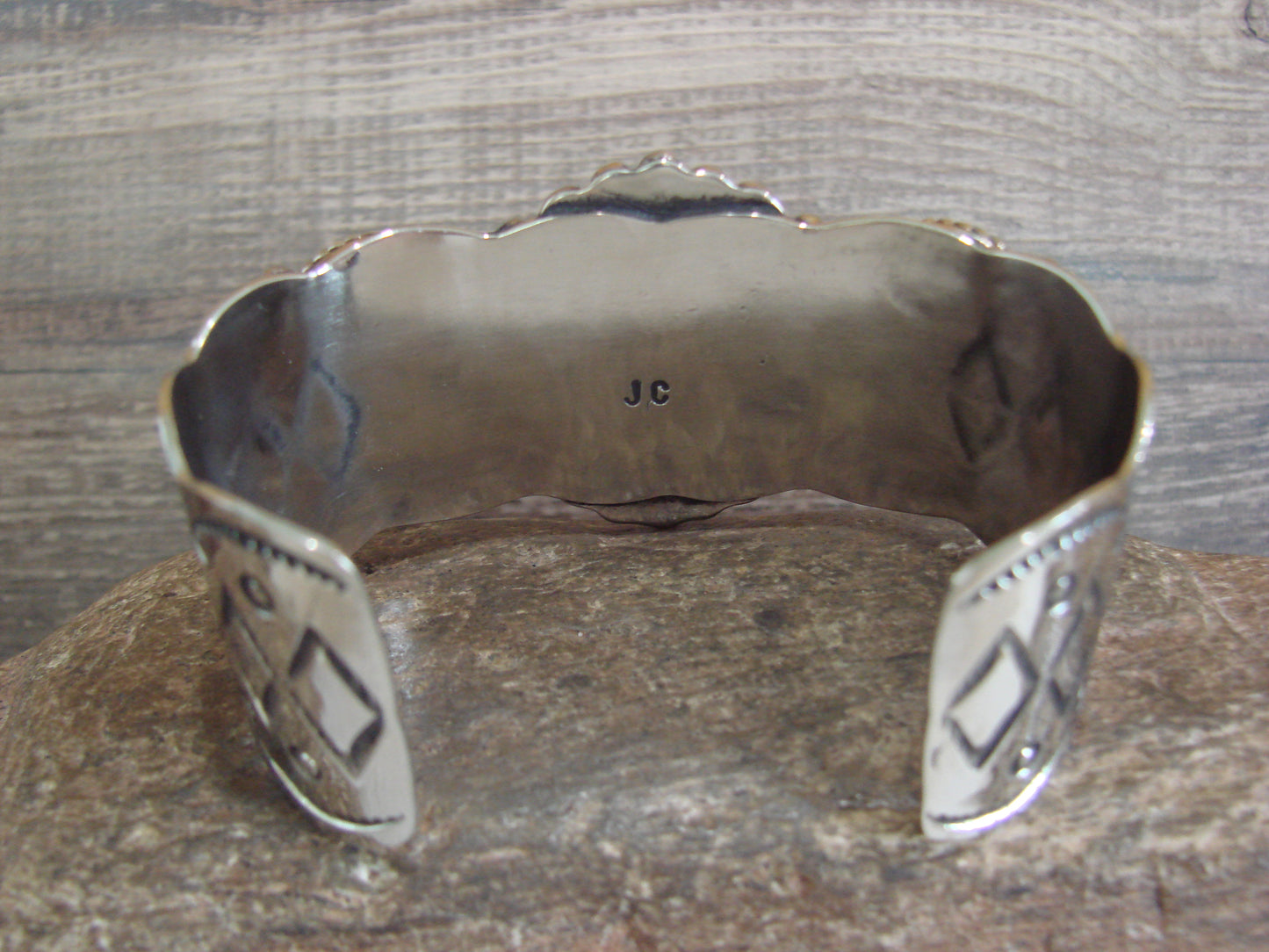 Native American Indian Nickel Silver & Turquoise Bracelet by Cleveland