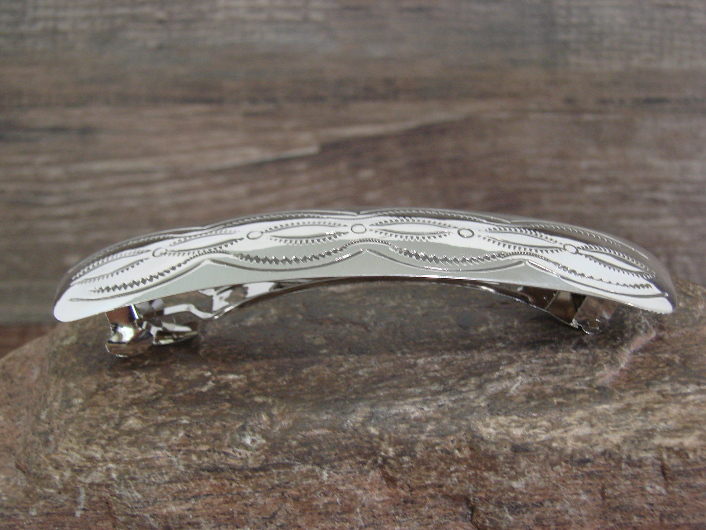 Native American Sterling Silver Hand Stamped Hair Barrette by Begay
