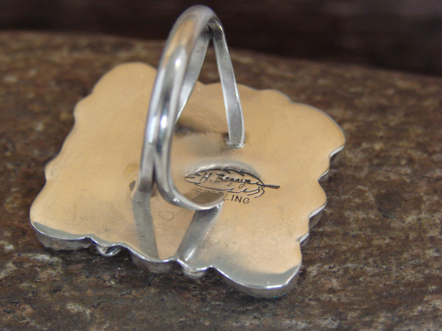 Native American Sterling Silver & Turquoise Cluster Ring - Begay - Size 8.5