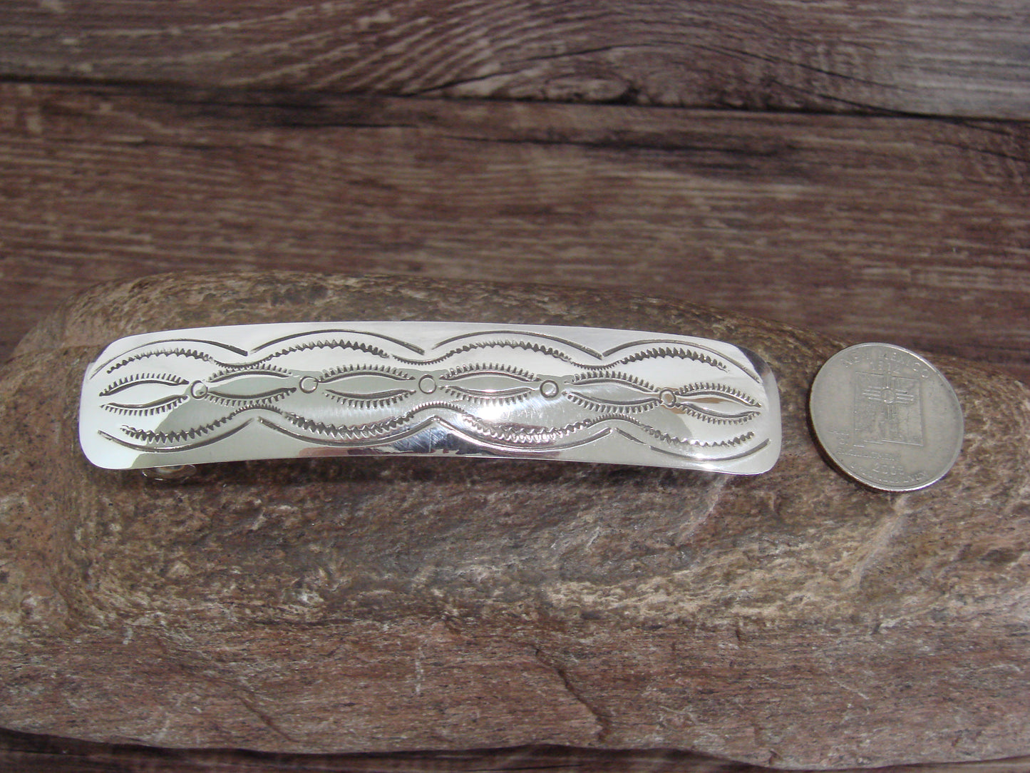 Native American Sterling Silver Hand Stamped Hair Barrette by Begay