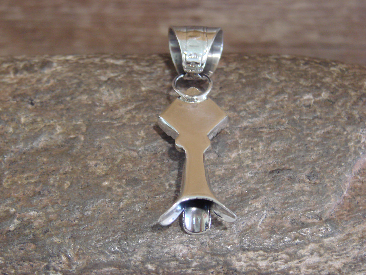 Native American Sterling Silver & Turquoise Squash Blossom Pendant by Coho