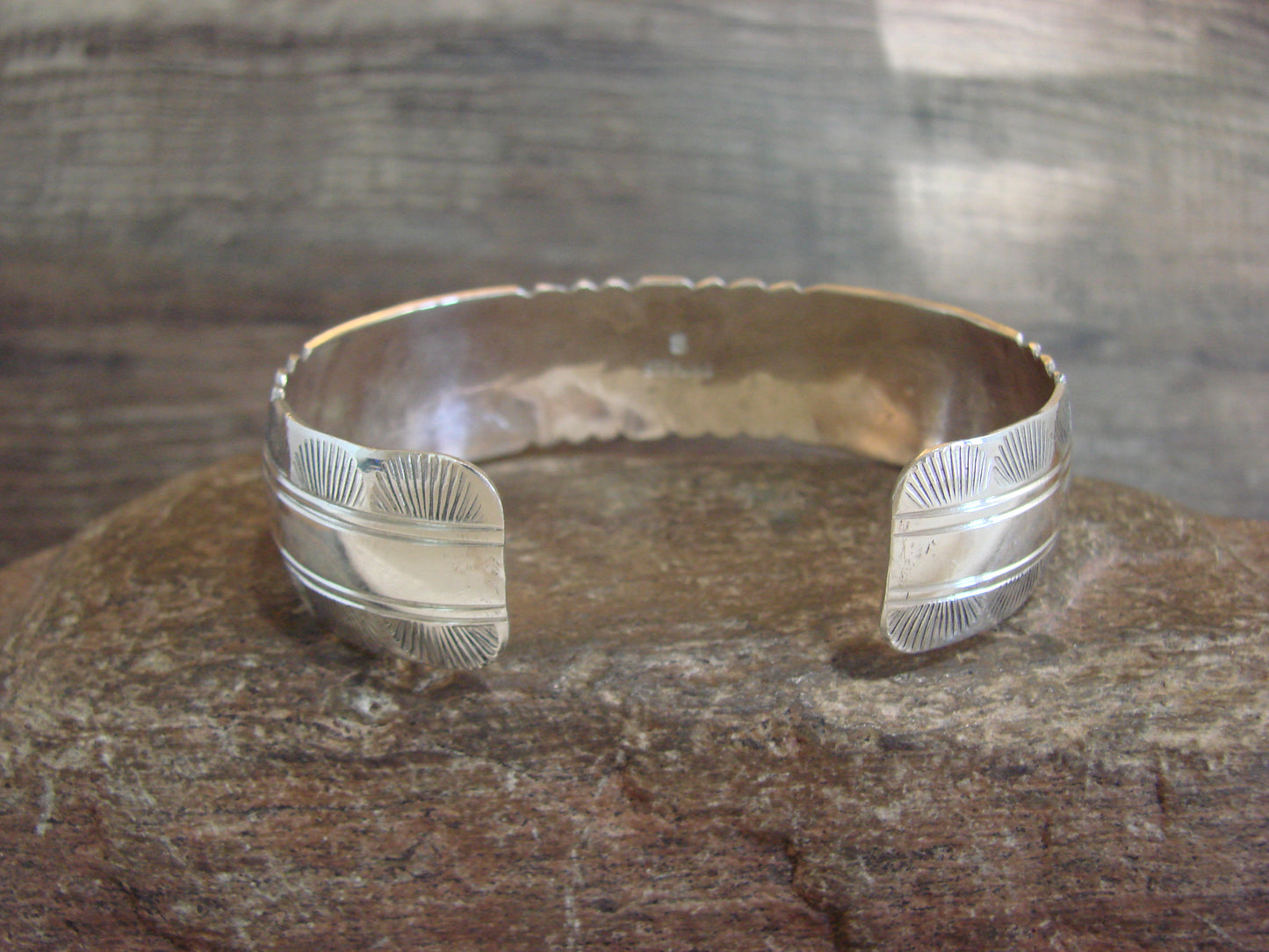 Native American Sterling Silver & Turquoise Row Bracelet by Segar
